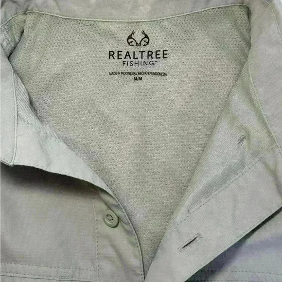 Realtree Fishing Short Sleeve Gray Button Up Mens Size Medium - Picture 4 of 13